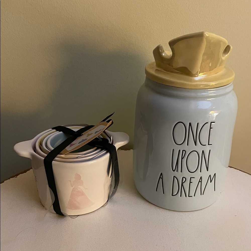 Rae Dunn Disney Princess Measuring Cups Set and a Princess canister